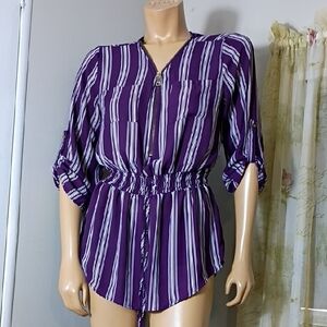 Rue21 Purple and‎ White Striped Blouse